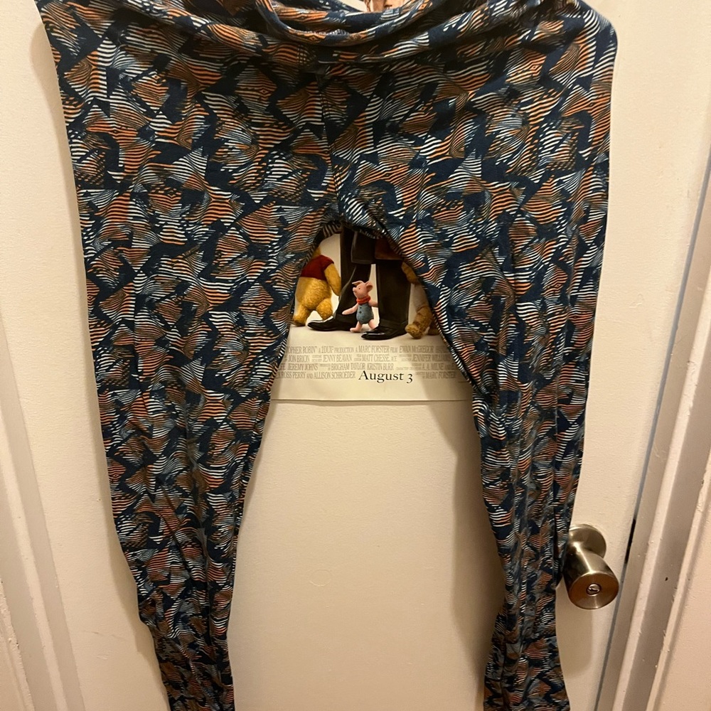 LuLaRoe one size orange and blue leggings